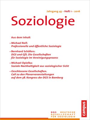 cover image of Soziologie 1.2016